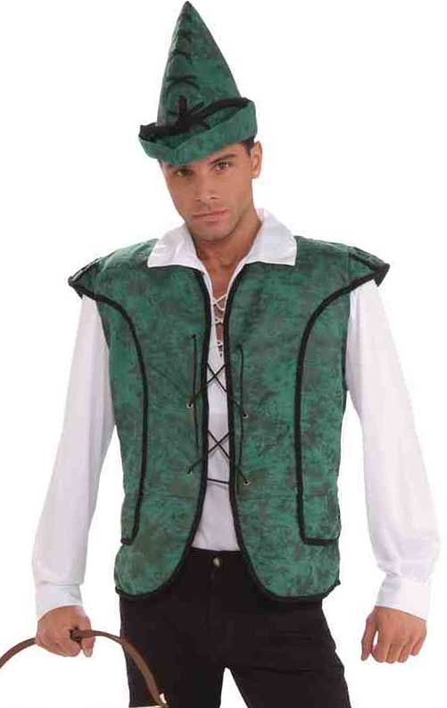 Robin Hood Men's Costume Kit with Vest, Hat and Boot Covers - Alternative View