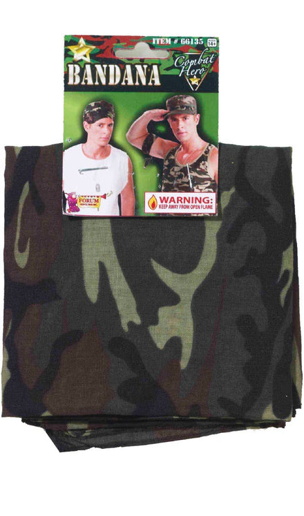 Men's Khaki Green Army Military Camouflage Headband Bandana Costume Accessory Main Image