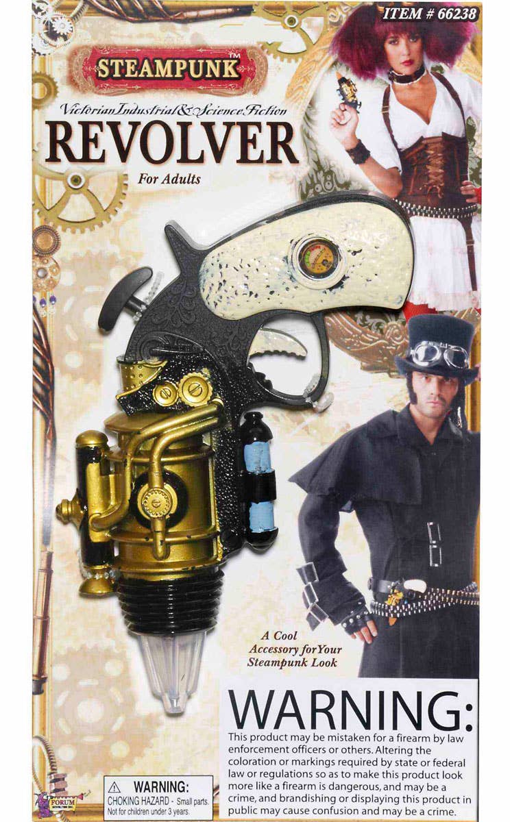 Gold Steampunk Revolver Gun Costume Weapon