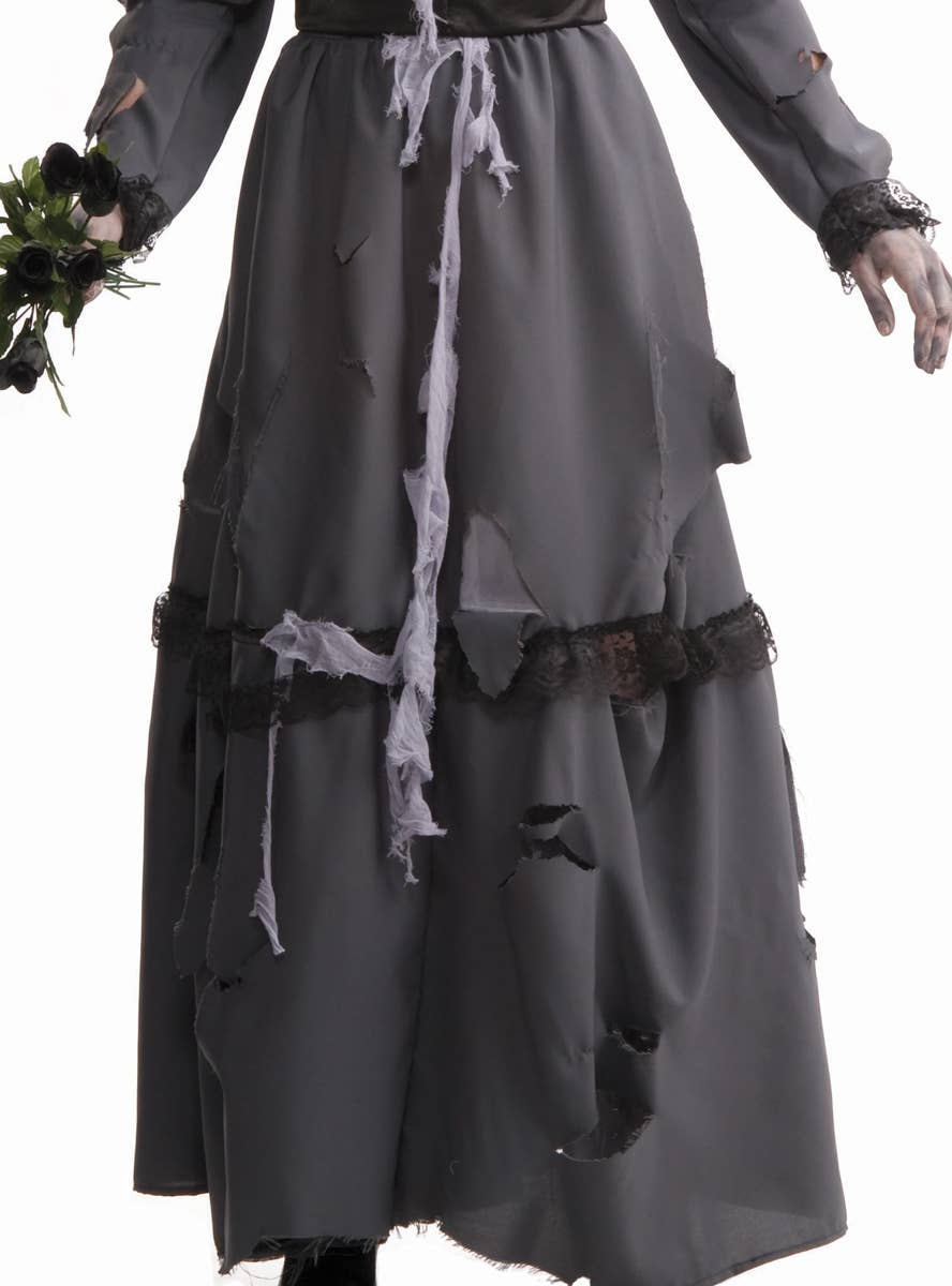 Women's Grey Zombie Lady Halloweeen Dress Up Costume Close Up Image 2