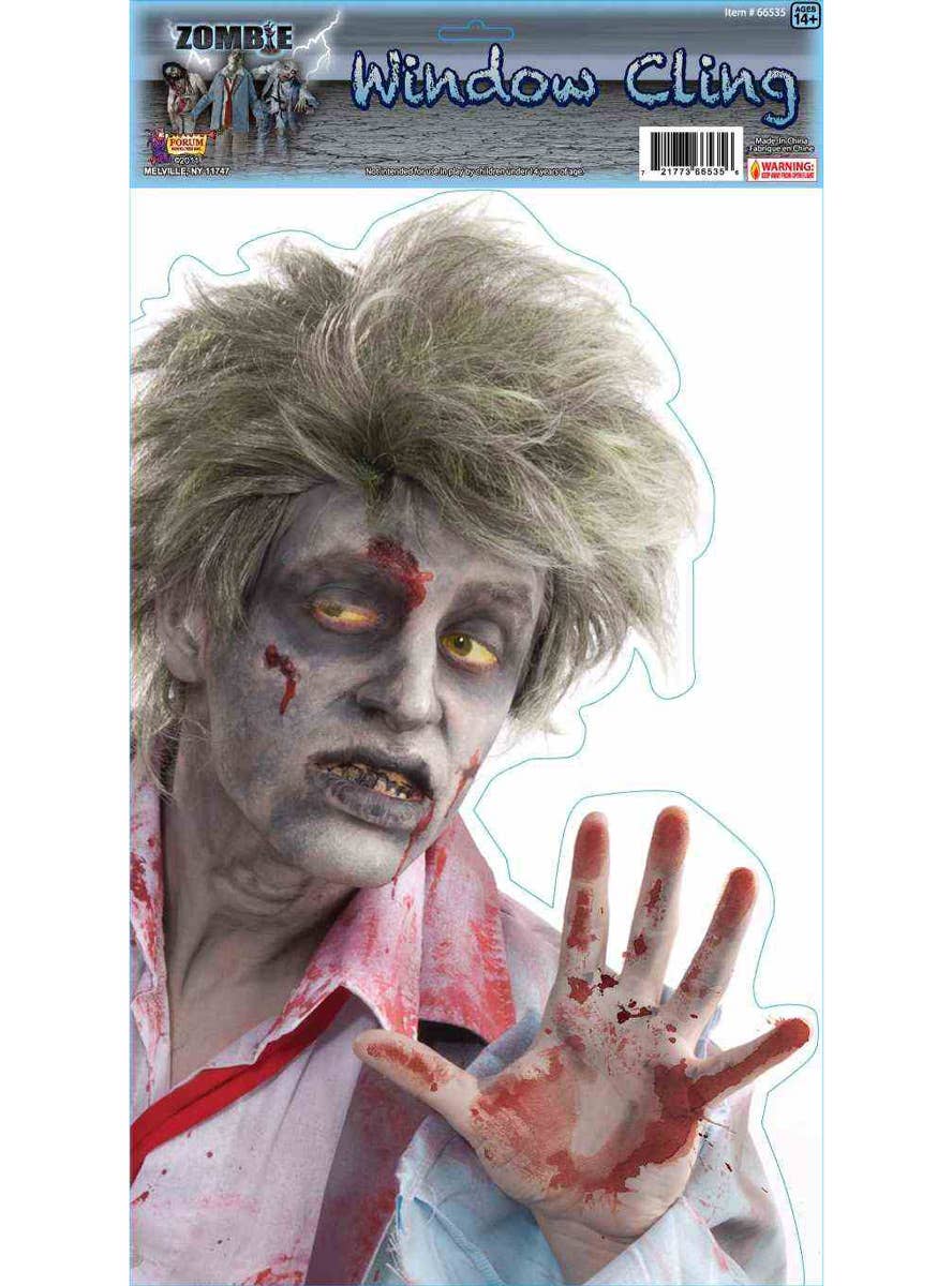 Image of Peeping Zombie Man Window Cling Halloween Decoration