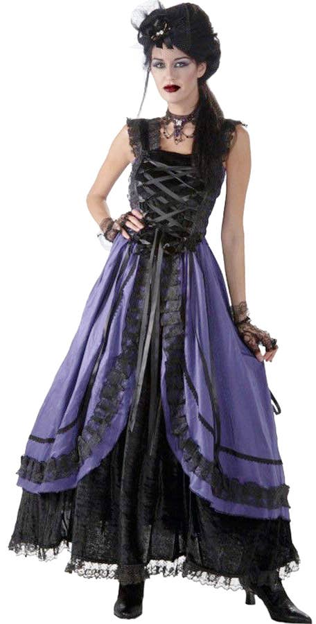 Women's Purple Poison  Gothic Vampire Halloween Costume Fancy Dress Front
