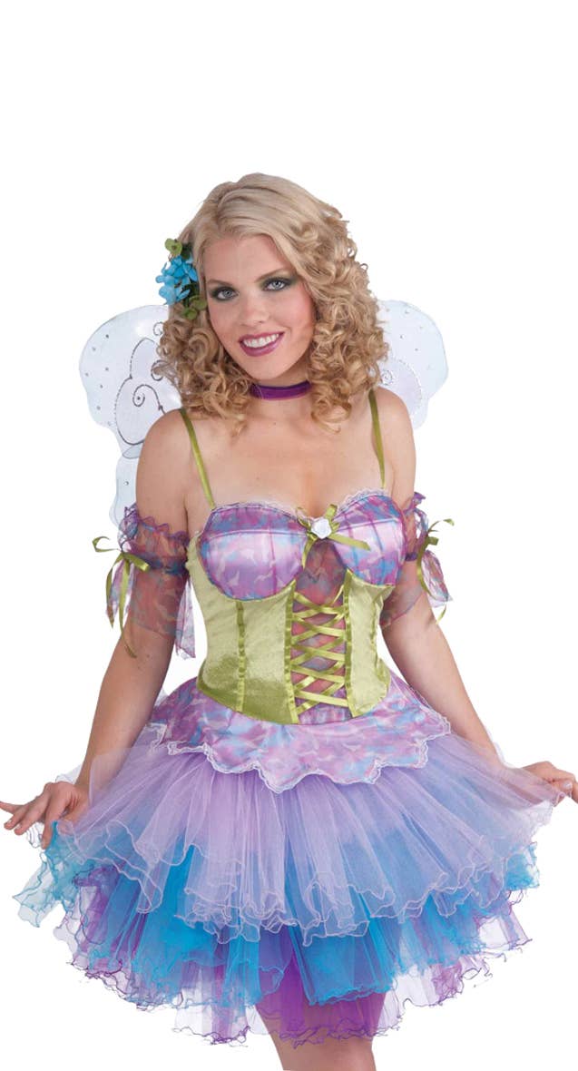 Daydream Fairy Sexy Women's Purple and Blue With Wings Fancy dress Costume Close