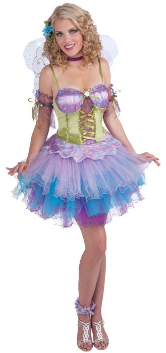 Daydream Fairy Sexy Women's Purple and Blue With Wings Fancy dress Costume Front