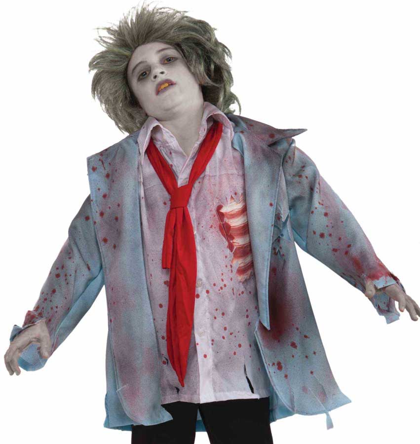 Boy's Bloody Zombie Halloween Fancy Dress Costume Close View