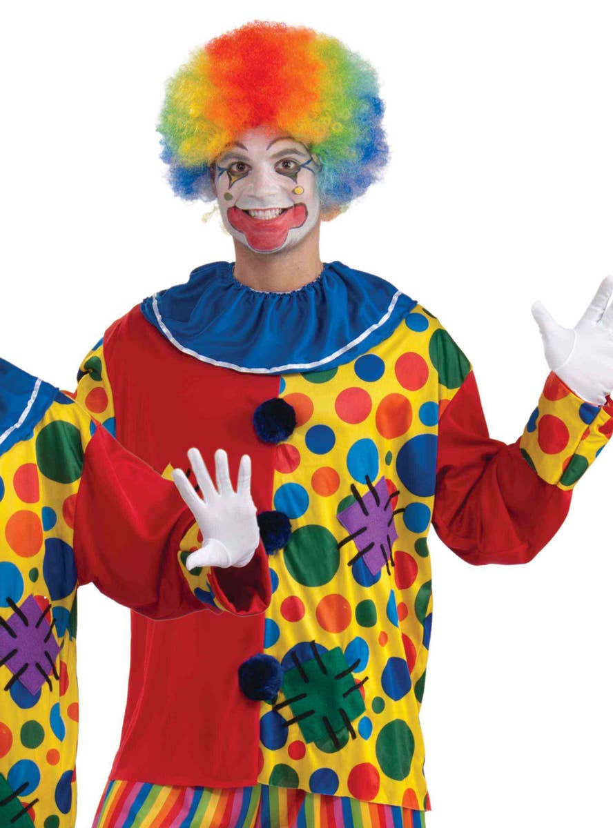 Unisex Adults Colourful Circus Clown Costume Close