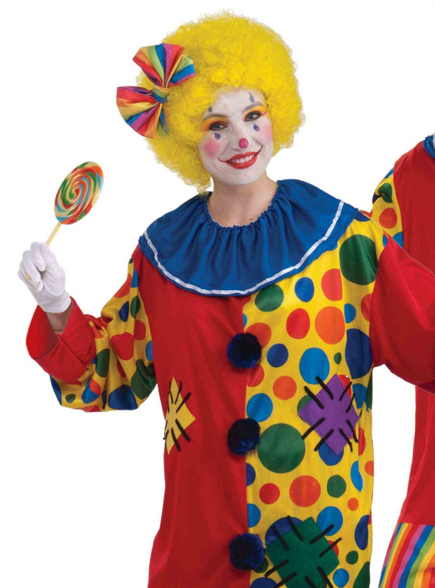 Unisex Adults Colourful Circus Clown Costume Close