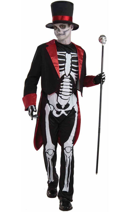 Teen Boy's Day of the Dead Skeleton Costume Front View