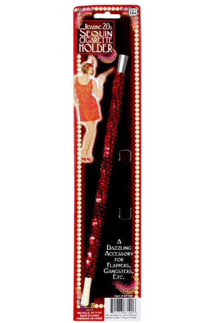 Red Sequin 1920's Cigarette Holder Costume Accessory - Main View
