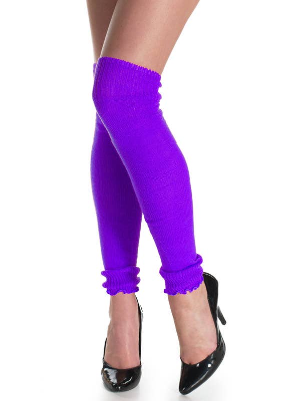 Womens 80s Costume Neon Purple Leg Warmers Forum Novelties - Main Image