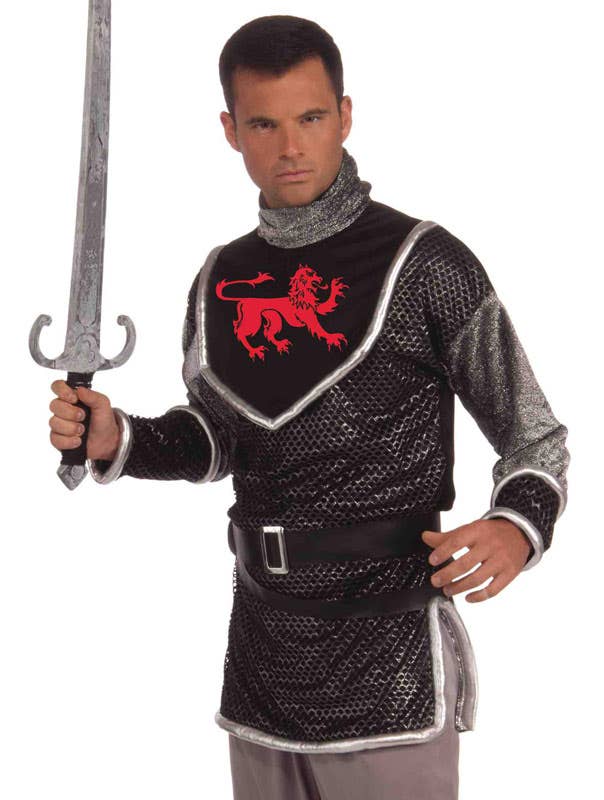 Men's Black and Silver Sir Lancelot Medieval Knight Costume - Close Image