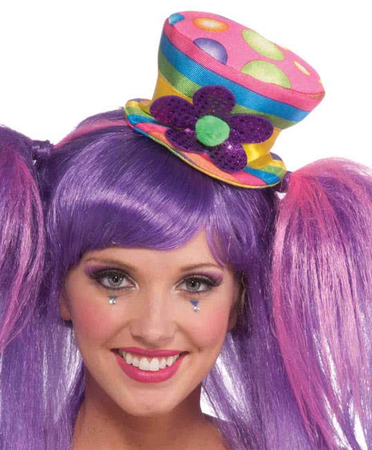 Mini Rainbow Polka Dot Circus Sweetie Costume Top Hat - Alternative View