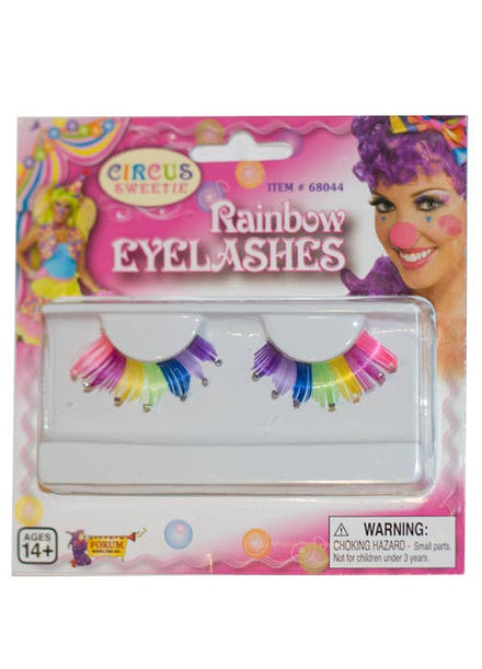 Rainbow Striped False Eyelashes with Rhinestones - Main View