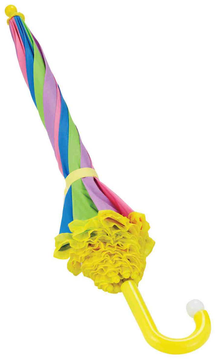 Pastel Rainbow Circus Clown Parasol Umbrella Costume Accessory Alternative Image