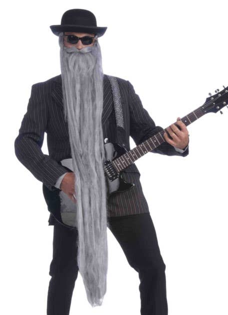 Long Grey 48" ZZ Top Costume Beard and Moustache