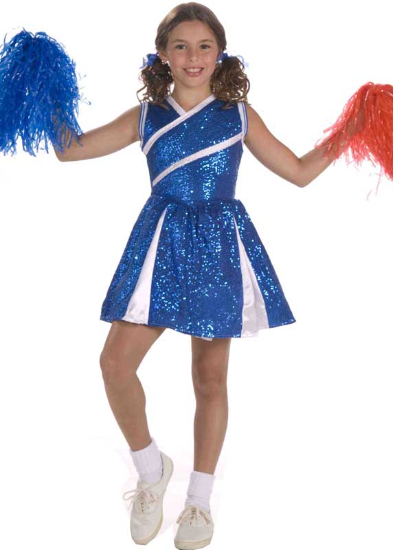 Girl's Blue Cheerleader High School Sports Costume Front