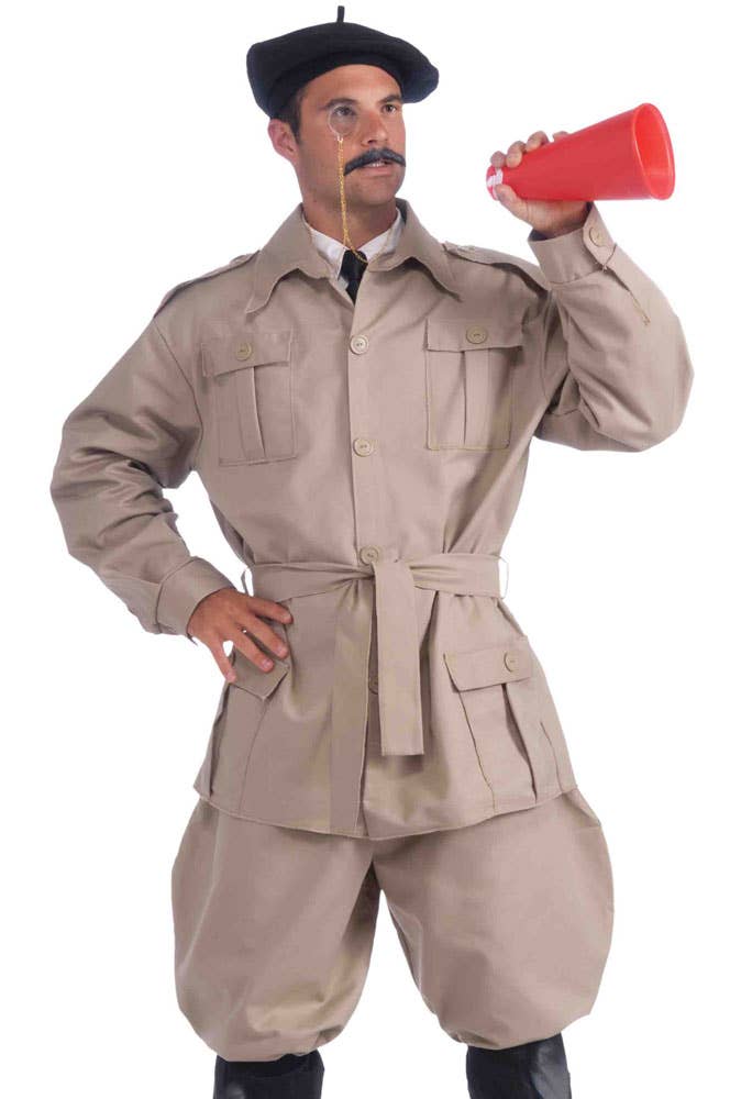 Men's Vintage Khaki Hollywood Director Costume - Close Up Image 1