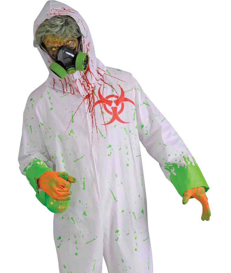 Toxic Men's Biohazard Zombie Coveralls Halloween Costume - Alternative Image