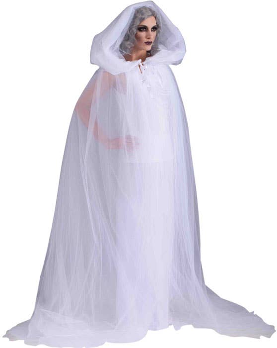 Hooded White Ghost Robe Women's Halloween Costume - Main Image