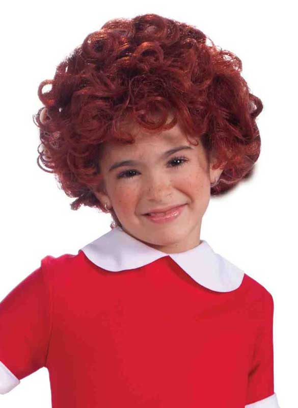 Short Curly Auburn Girl's Annie Character Costume Wig View 1