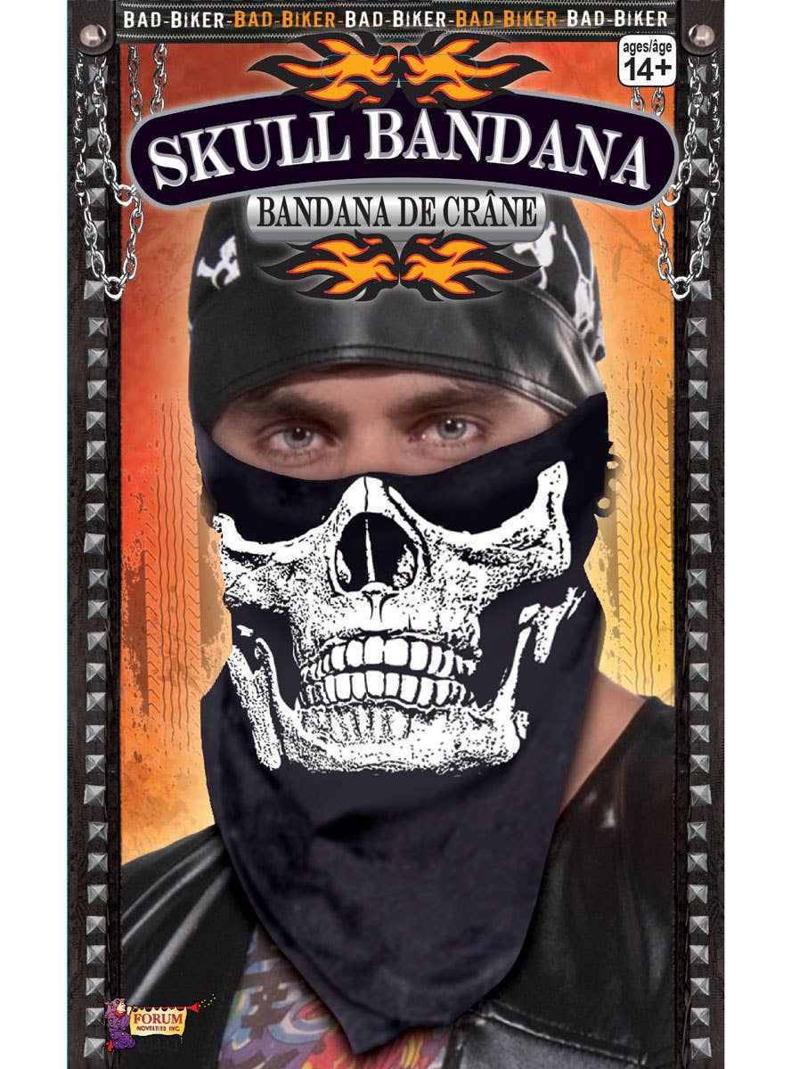 Image of Bad Biker Skull Face Costume Bandanna