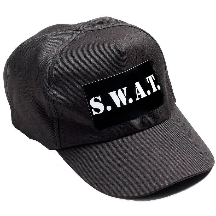 Black SWAT Baseball Cap Costume Hat - Alternative Image