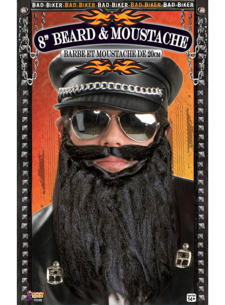 Black Biker Beard and Moustache Costume Accessory