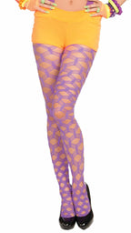 Image of Club Candy Purple Wide Fishnet Stockings - Close Up