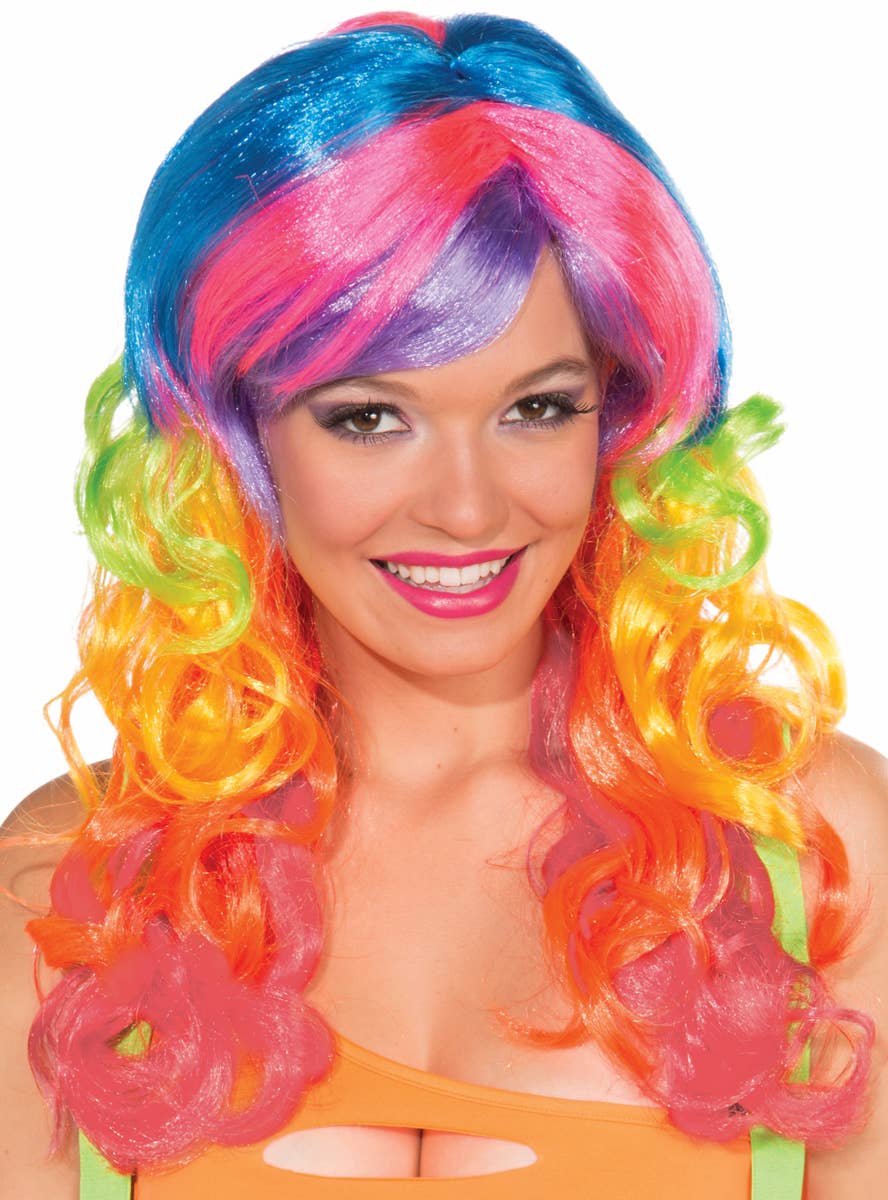 Curly Rainbow Costume Wig for Women
