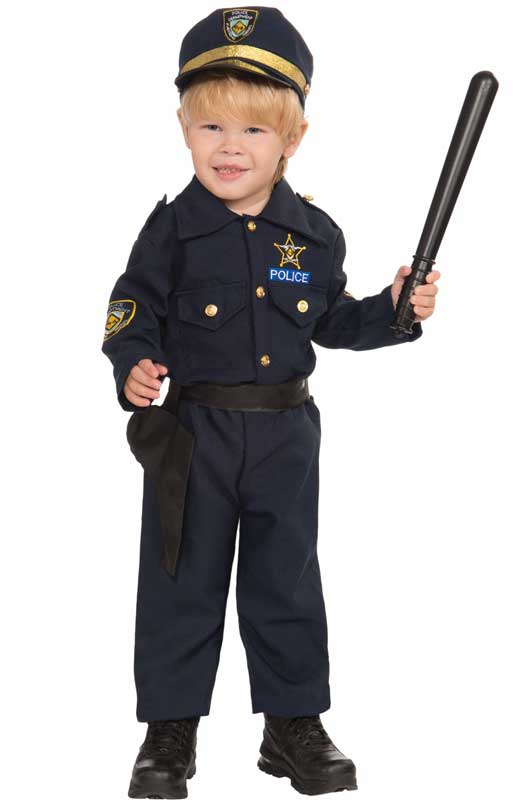Boy's Toddler Police Officer Costume Dress Up Front View