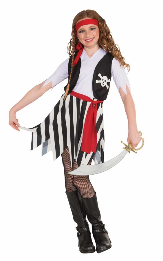 Pirate Girl's Buccaneer Fancy Dress Costume Front View