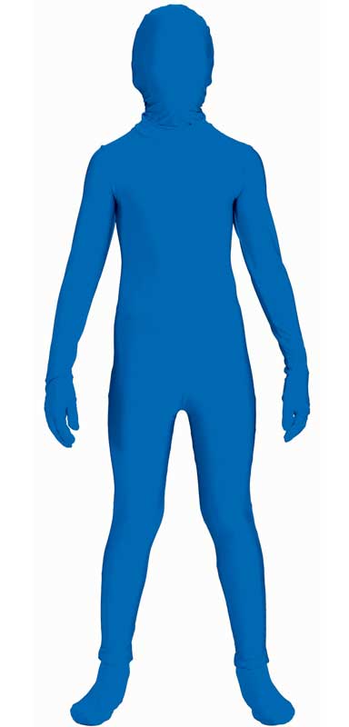 Boy's Teenage Blue Lycra Skin Suit Costume Front View