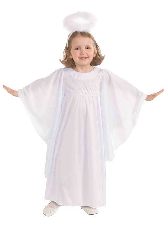 White Angel Girl's Fancy Dress Costume Front View