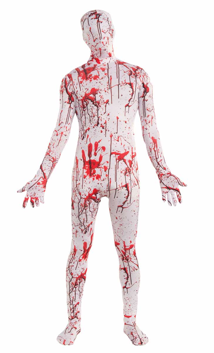 Teen Boy's Blood Splatter Skin Suit Costume Front View