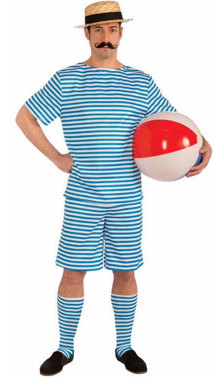 Beachside Clyde Men's 1920's Swim Wear Fancy Dress Costume Main Image