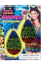 80s Fashion Party Animal Leopard Rainbow Print Shell 1980s Earrings - Main Image