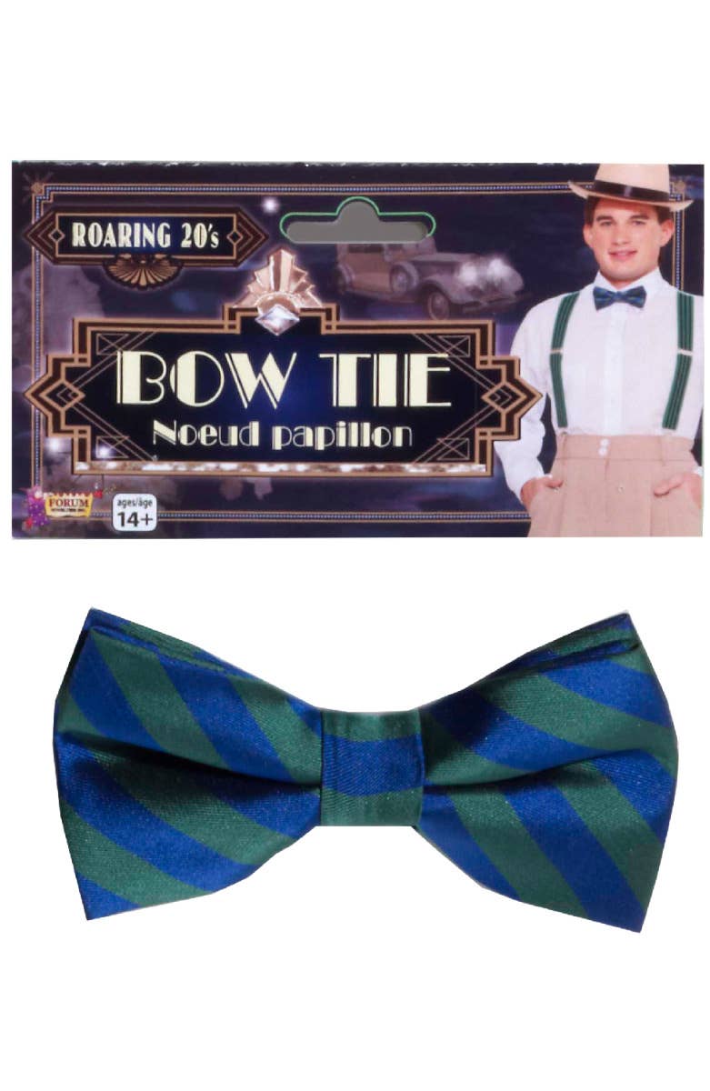 Green and Blue Roaring 20s Jazz Age Gatsby Men's Costume Accessory Bow Tie Main Image