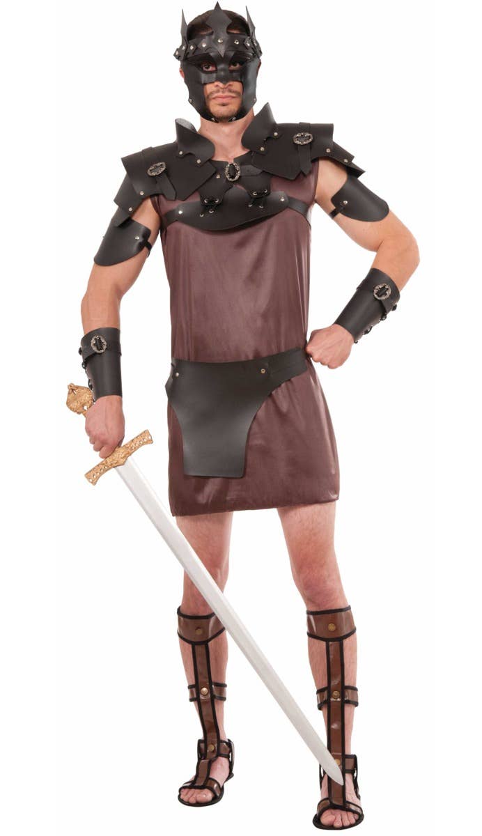 Leather Look Medieval Men's Crotch Protector Belt Costume Accessory Zoom Out Image