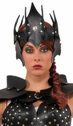 Black Leather Look Women's Warrior Headpiece Costume Accessory Main Image