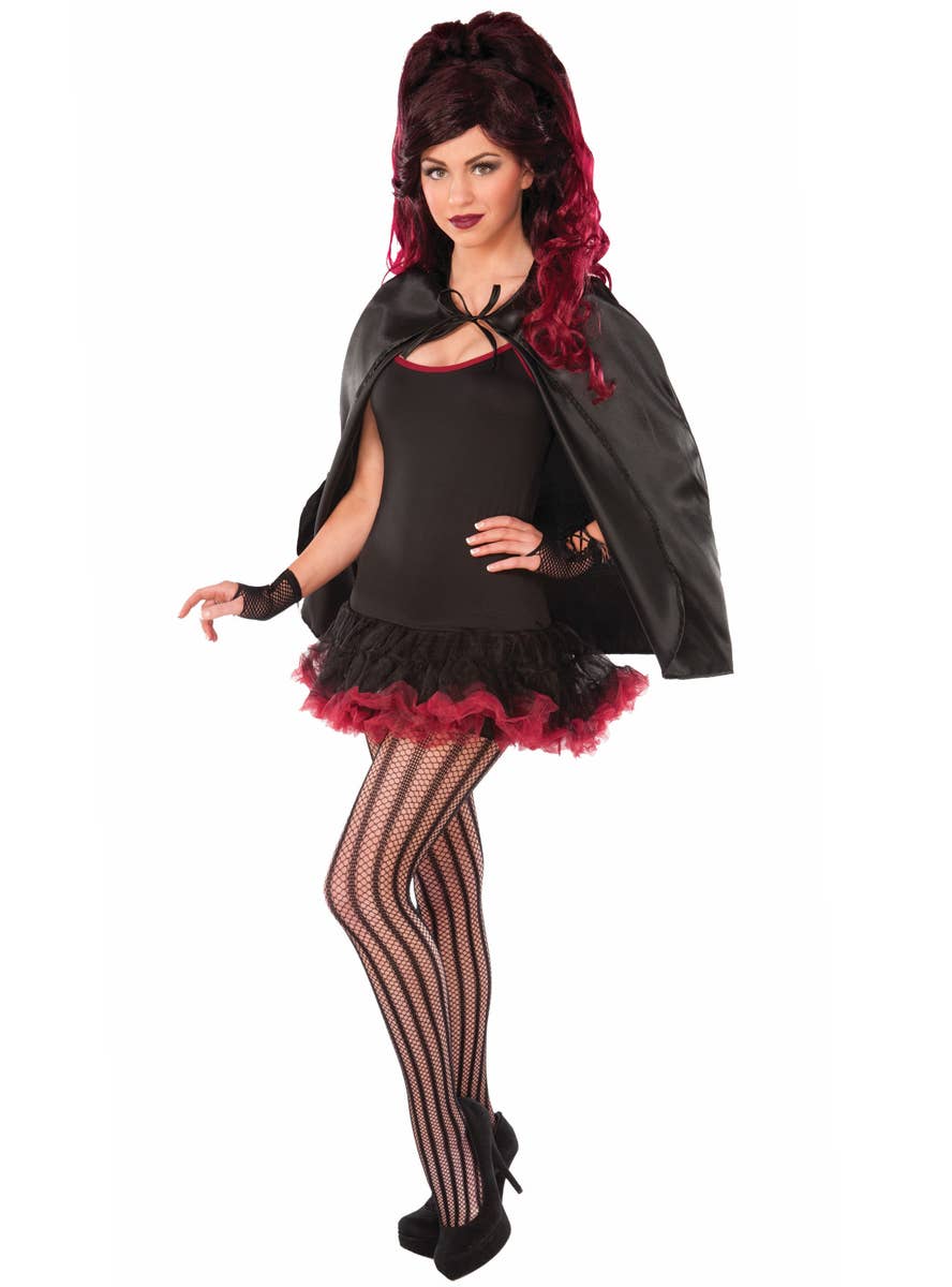 Black Satin Polyester Costume Cape for Adults