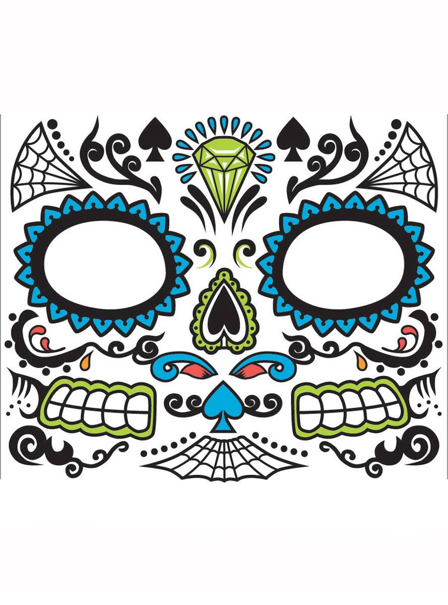 Men's Day Of The Dead Temporary Tattoo Makeup