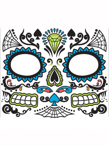 Men's Day Of The Dead Temporary Tattoo Makeup