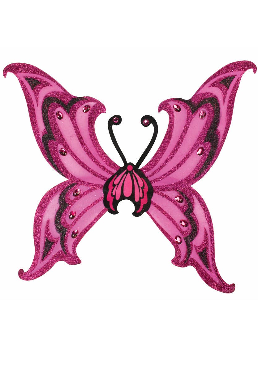 Deluxe Hot Pink and Black Glitter Butterfly Costume Wings