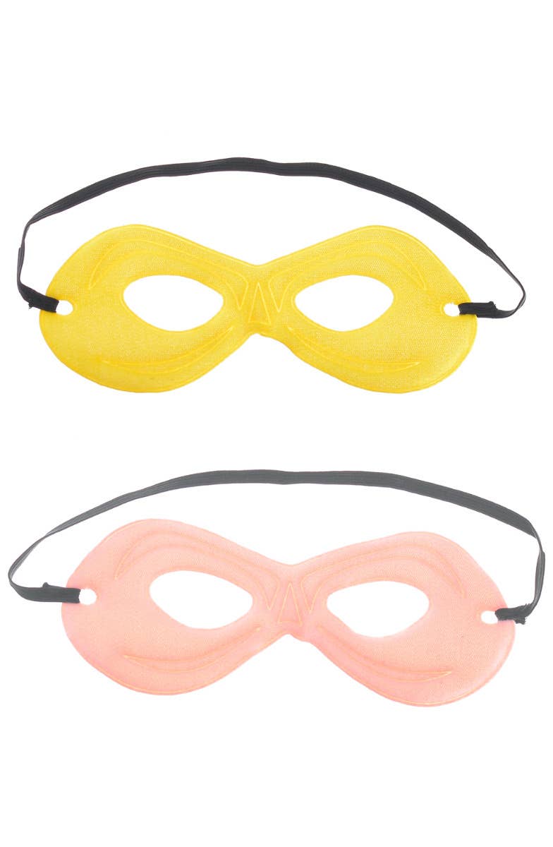 Kids Reversible Yellow and Pink Superhero Costume Mask Image