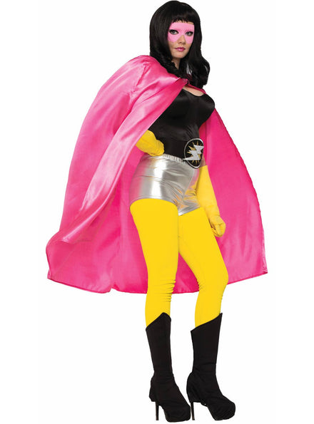 Womens Pink Satin Superhero Dress Up Cape