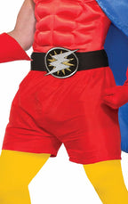 Unisex Standard Forum Novelties Superhero Red Satin Boxer Shorts With Black Band And Belt Buckle Main Image