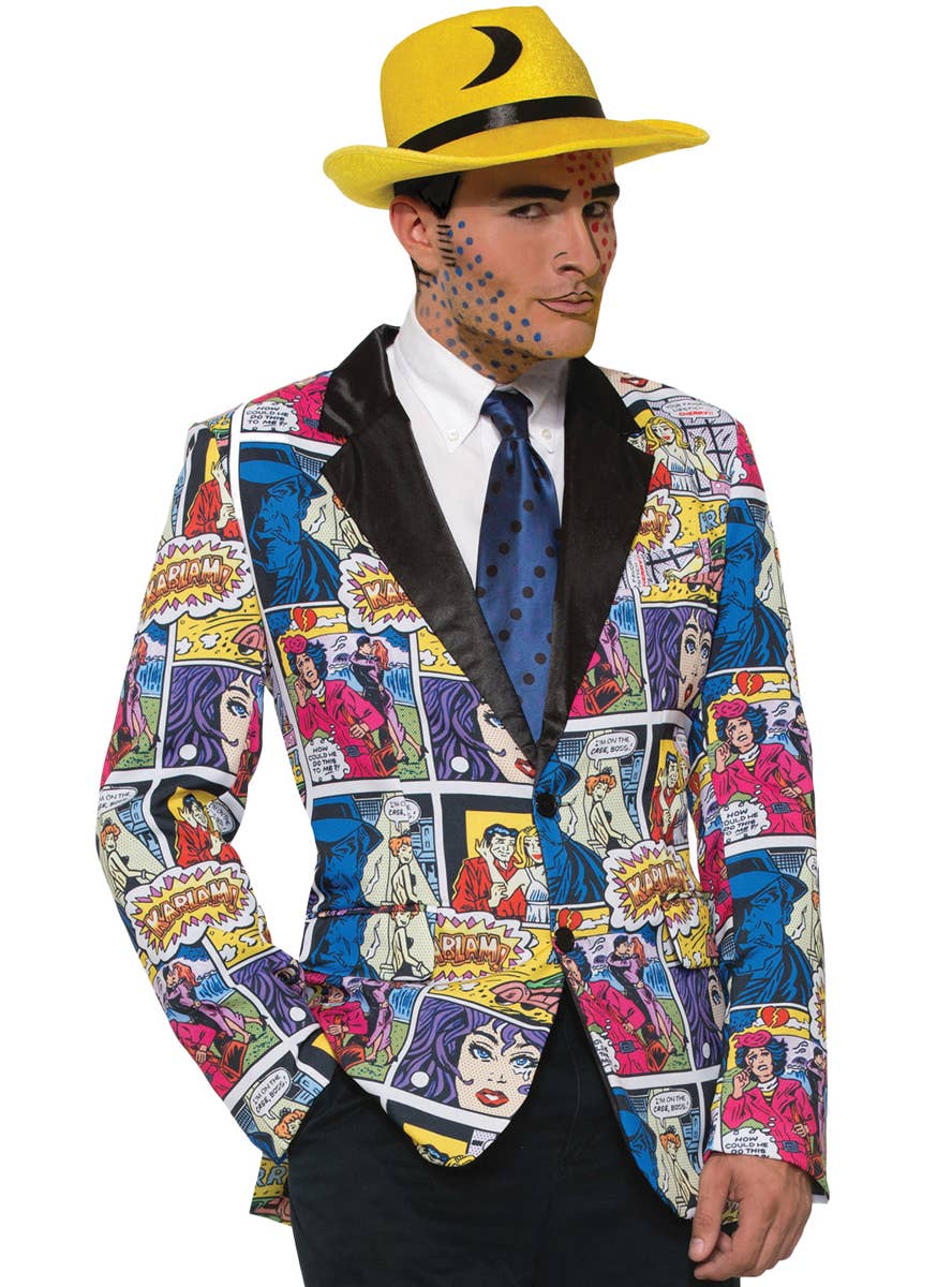 Men's Pop Art Comic Costume Jacket Close Image