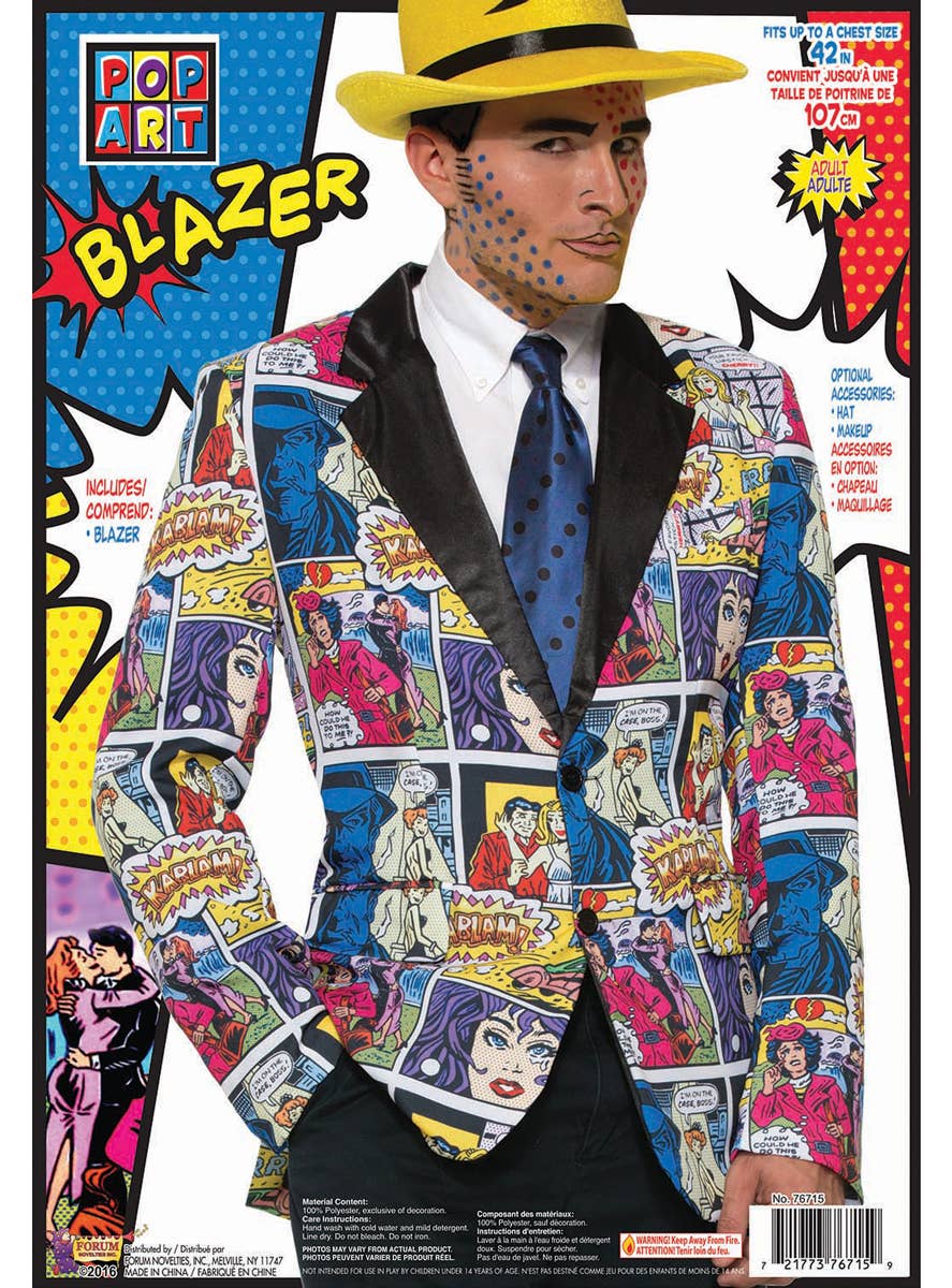 Men's Pop Art Comic Costume Jacket Packaging Image