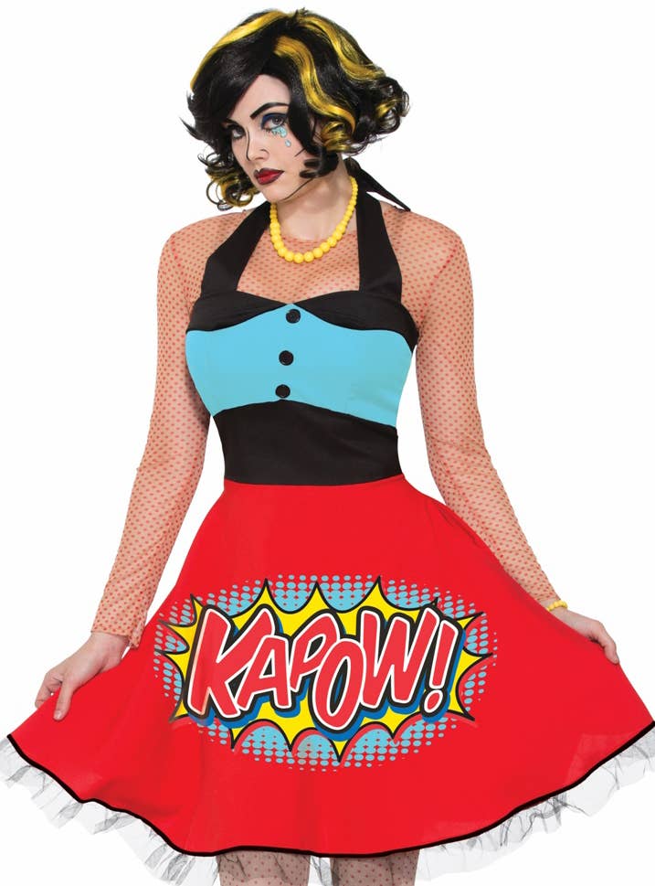 Womens 50s Pop Art Comic Costume Close Image