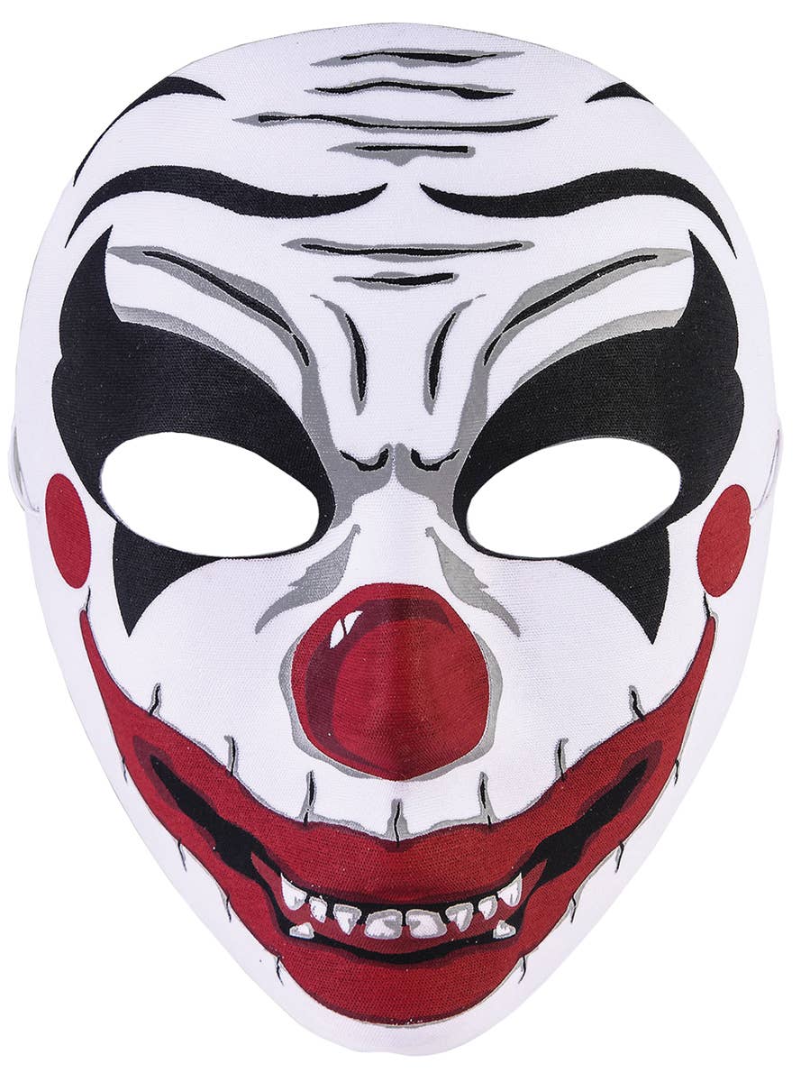 Black, Red and White Evil Clown Halloween Costume Mask